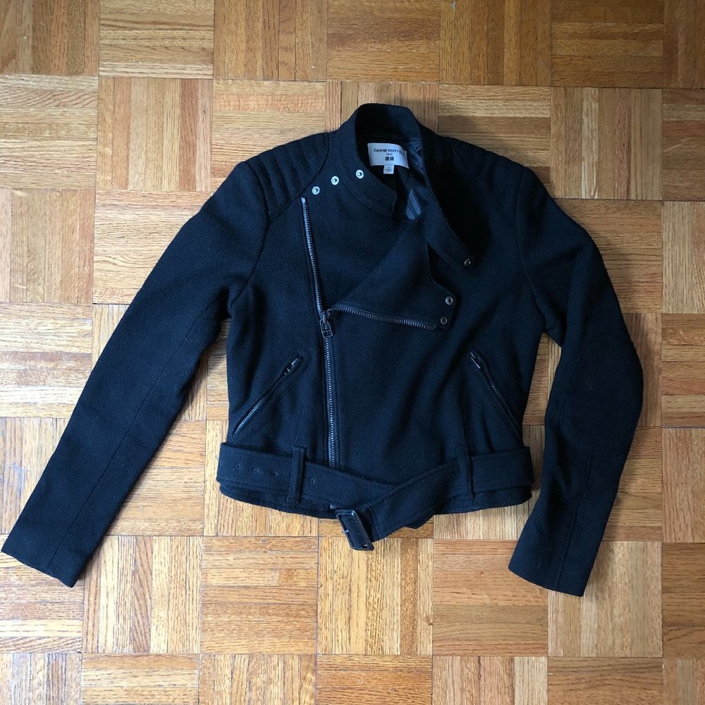 Carine Roitfeld for Uniqlo Crop Black Moto Jacket